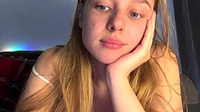 blonde teen with natural big tits plays close up fingering her wet pussy to orgasm 😍