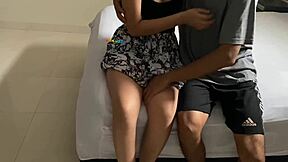 Young Latina in short skirt gets FUCKED without condom after movie invite.