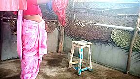 Come on, young boy, fuck this hot Indian saree aunty hard in the bedroom, she whispers during their first time.