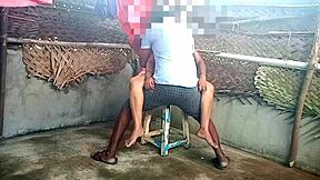 Come on, young boy, fuck this hot Indian saree aunty hard in the bedroom, she whispers during their first time.