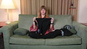 What is Hazel Ash's first response to unboxing the outfits?