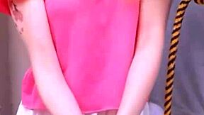 bonneyuwu from argentina gets tied up in bed and forced into cute homemade sex in her skirt