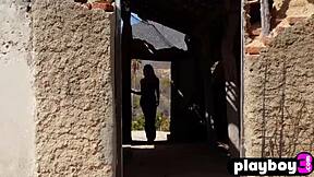 Cute Hannah Le poses outdoor in lingerie showing her sexy natural petite body