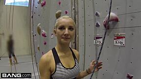 Fit blonde teen Jade Amber stretches outdoors before POV doggystyle fuck.  