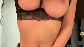 That perfect blonde is teasing in lingerie solo style