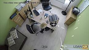 Blonde miss gets banged hard in loan office