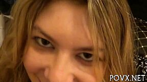 Taut shaved pussy nailed hard