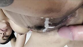 Bold Yasmina Khan bangs muscular roommate in amateur video with big cock creampie blowjob interracial rough monster action lingerie