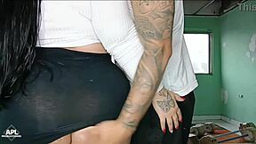 The whore of my cousin helped me do cardio by eating and fucking her huge fat ass - full story