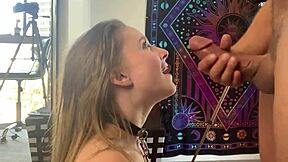 teen takes first facial load in a scene with laney grey and brad newman