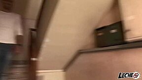 Brunette teen with big pussy lips deepthroats Nacho Vidal's monster cock outdoors