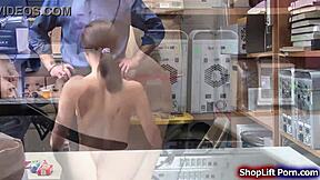 Ebony shoplifter, want your pussy rammed by that officer?