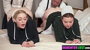 Stepfathers Discovering Both Stepdaughters' Amazing Asses and Pure Desires in Taboo Fantasy Orgy Scene