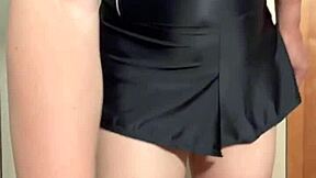 School Swimsuit Soaked In Semen And Urine With Shiny Anal Plug Inserted Suggestively