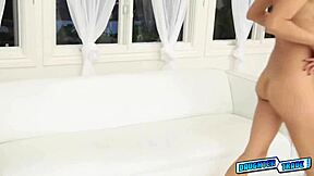 Luscious brunette babe Audrey Royal craves fucking that hard cock in petite teen style. She rides it wildly with small tits bouncing!