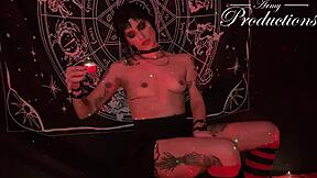 gothic latina teen in cowgirl and doggystyle with boyfriend for cumshot facial