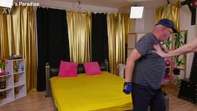 redhead pixie pink forces her older husband into dirty talk femdom with deepthroat blowjob and cowgirl riding for creampie insemination to make a baby