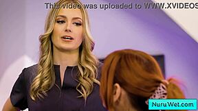 blonde sexy teen prepares her client for a wet nuru massage. lauren phillips and david lee get into the slippery action.