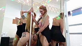 tia and her famous niece dance casually, rubbing together as hot blonde rabudas in the party vibe.