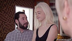 Blonde Step Mom and Teen Share Cock in Bondage Domination Scene