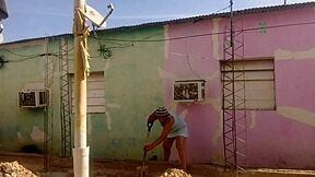 Hey, my neighbor can't resist staring at my big ass in this short dress.