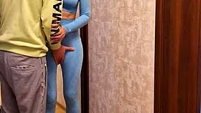 Emotional Fuck on Roller Skates with Athletic Brunette Couple in Tight Leggings Workout