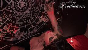 gothic latina teen in cowgirl and doggystyle with boyfriend for cumshot facial