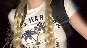 Provocative I get lost in the jungle and touch my delicious pink pussy and beautiful natural tits, but what if someone watches?