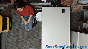 Hey teen amateur thief gets caught and railed with fingering creampie hardcore maledom masturbation in high definition reality scene