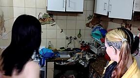 Beautiful girls give the plumber hard sex to pay for his service with Mei Pang and John Lemon