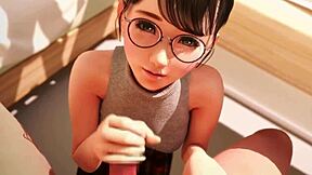 Amateur Asian petite girl gives handjob in POV to Amelialtie in part 3