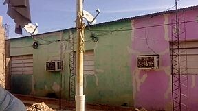 Hey, my neighbor can't resist staring at my big ass in this short dress.