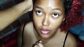 Big cock guy fucks curvy ebony girlfriend doggystyle in bed before creampie