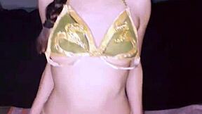 Hey, check out Bonneyuwu doing that sexy Leia Star Wars dance in her cute costume.