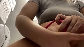 Unbelievable squirting in public from curvy amateur bbw fingering her shaved pussy to orgasm