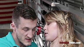 Stealing blonde teen 18+ slut gets punished rough in garage. Anastasia Knight choked and gagged hard.