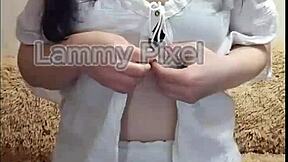 why is this horny brunette lammy pixel stripping to reveal her huge ass?