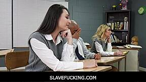 In this fantasy, teen students Demi Hawks and Liz Jordan experience free use slavefucking with intense blowjob and pussy action.