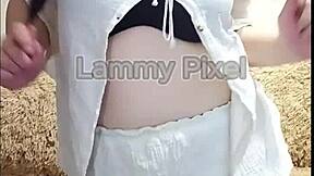 why is this horny brunette lammy pixel stripping to reveal her huge ass?