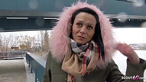 german scout picks up tattooed european teen from berlin streets for rough first time facial sex