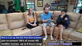 dr tampa - relaxed gynecology - mira monroe, with backstage vibes and petite blonde in glasses getting a hairless gyno exam... 😌