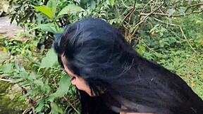 Curvy Colombian Antonella Jones meets stranger at river for outdoor fuck with creampie inside her big tits body