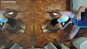 preview - milf in pantyhose and high heels gives a blowjob on her knees with cum swallowing, big ass brunette deepthroat and creampie mouthful... 😏