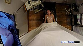 Dr tampa takes ava siren as corporate slave in backstage bdsm with blowjob face fucking spanking humiliation latex gloves and shaved pussy pov