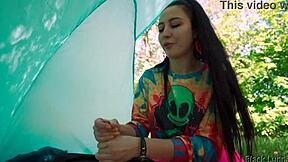 i'm that slutty hippie who jerked off this guy for free in my tent with my handjob skills