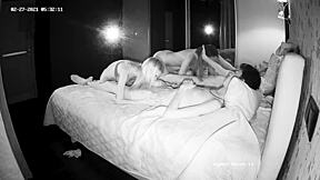 Two guest girls join young males for group hardcore action