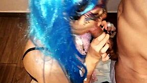 The narrative unfolds as she demonstrates her skills with enthusiasm in this cosplay scenario.