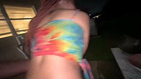 Monster cock sneaks into backyard for anal action with the girl next door, keeping it secret from her boyfriend.