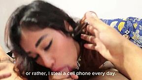 oye, don't steal my phone, better eat my tight pussy instead, you stranger thief! pov thrill 😏🔥