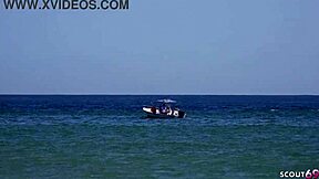 Hey, check out this real mature couple going wild with risky outdoor blowjob and rough doggystyle sex on a public beach in Mexico